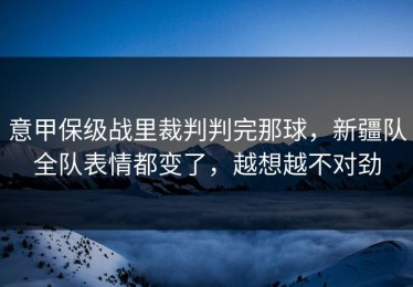 意甲保级战里裁判判完那球，新疆队全队表情都变了，越想越不对劲