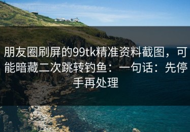朋友圈刷屏的99tk精准资料截图，可能暗藏二次跳转钓鱼：一句话：先停手再处理