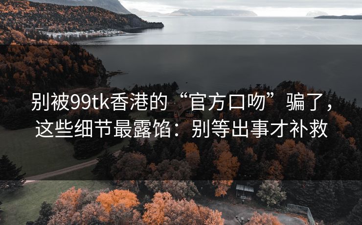 别被99tk香港的“官方口吻”骗了，这些细节最露馅：别等出事才补救