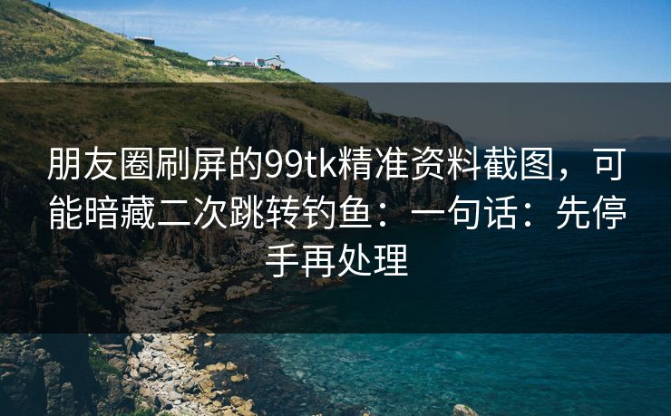 朋友圈刷屏的99tk精准资料截图，可能暗藏二次跳转钓鱼：一句话：先停手再处理