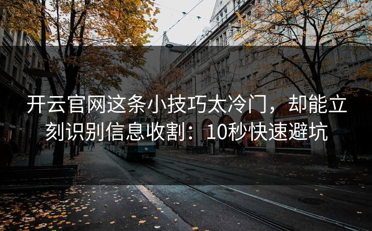 开云官网这条小技巧太冷门，却能立刻识别信息收割：10秒快速避坑