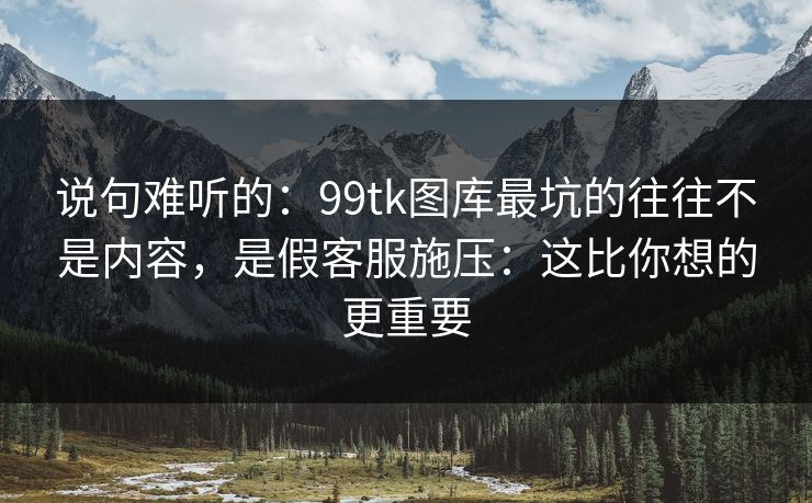 说句难听的：99tk图库最坑的往往不是内容，是假客服施压：这比你想的更重要