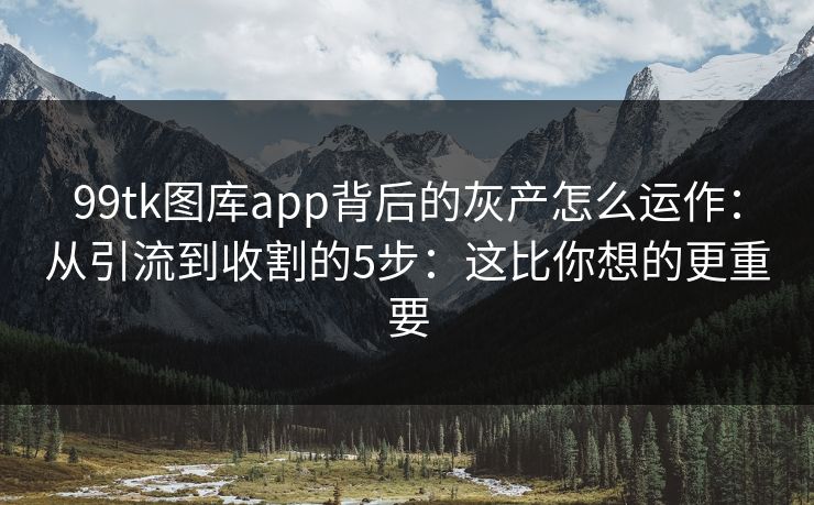 99tk图库app背后的灰产怎么运作：从引流到收割的5步：这比你想的更重要