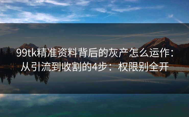 99tk精准资料背后的灰产怎么运作：从引流到收割的4步：权限别全开