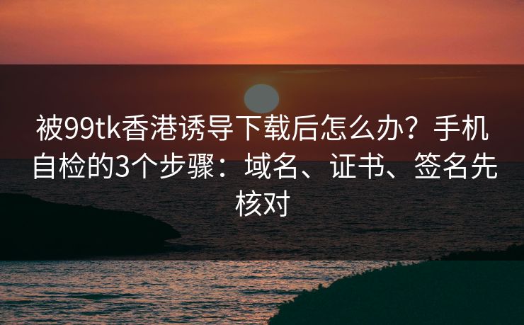 被99tk香港诱导下载后怎么办？手机自检的3个步骤：域名、证书、签名先核对