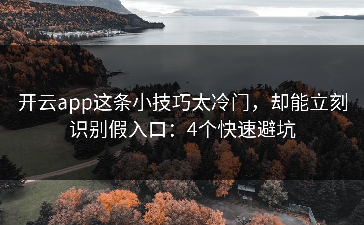 开云app这条小技巧太冷门，却能立刻识别假入口：4个快速避坑